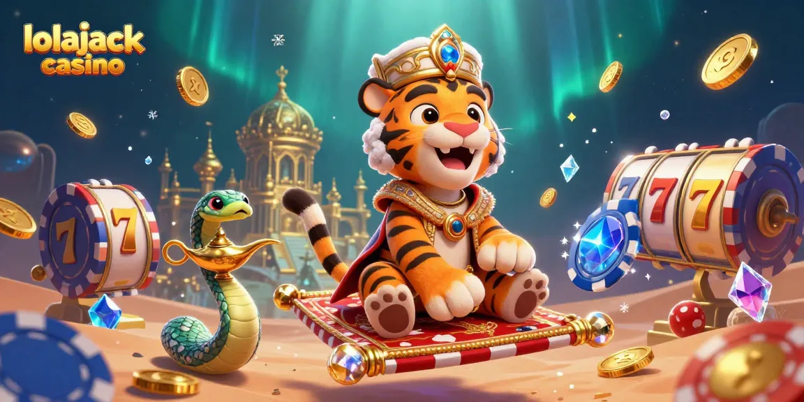 Experience thrilling slots at lolajack casino with the sultan and golden treasures in a vibrant casino scene.