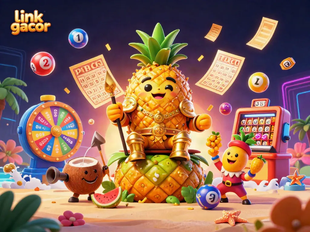 Experience the thrill of winning at link gacor slots with a vibrant 3D casino scene featuring exciting game elements.